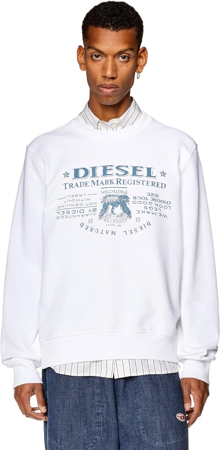 Diesel Herren Sweatshirt mit Rundhalsausschnitt S 100-0jfav, S 100-0jfav