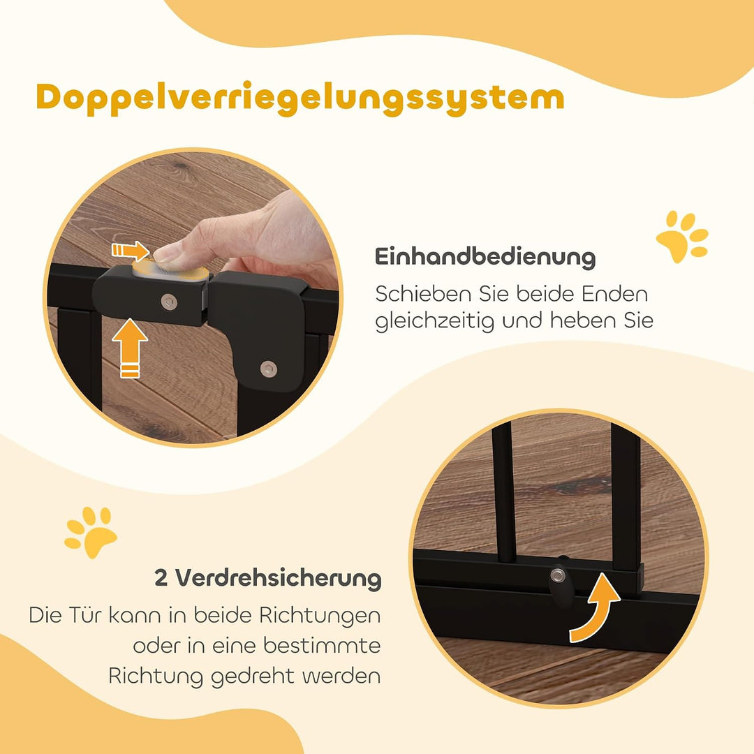 PawHut Türschutzgitter Treppenschutzgitter mit 10 cm Verlängerung Türgitter ohne Bohren Treppengitte
