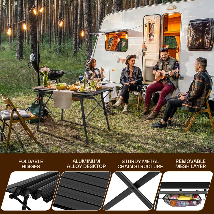 Sportneer Klapptisch Campingtisch für draussen:Tragbarer Picknicktisch mit Verstellbarer Höhe, Klapp