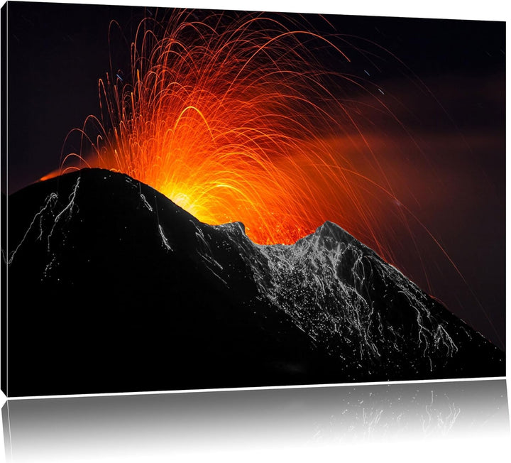 Dark spektakulärer Vulkanausbruch schwarz/weiss Format: 100x70auf Leinwand, XXL riesige Bilder ferti
