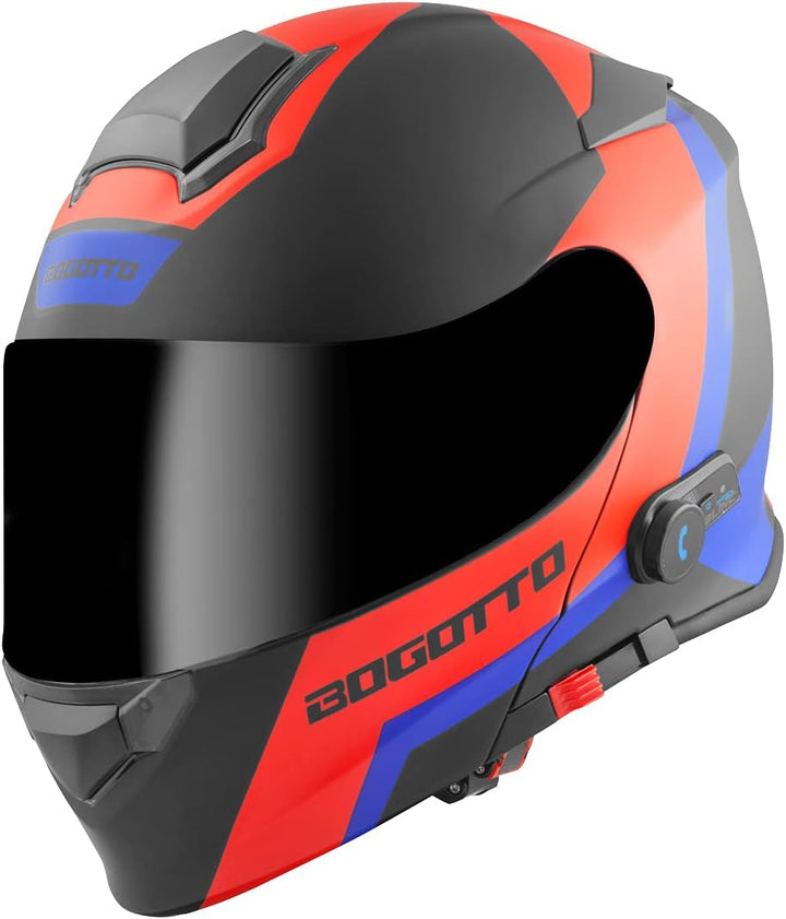 Bogotto V271 BT Zabu Bluetooth Klapphelm S Schwarz/Rot/Blau, S Schwarz/Rot/Blau