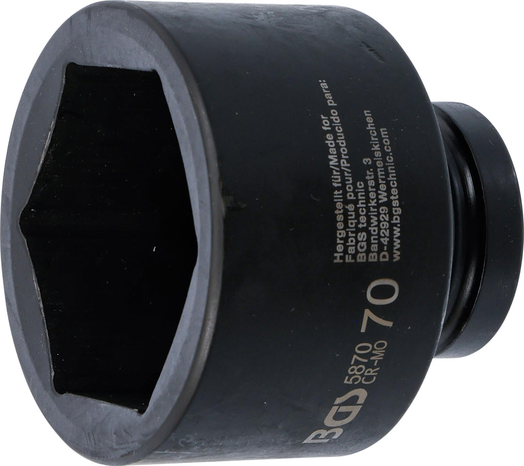 BGS 5870 | Kraft-Steckschlüssel-Einsatz Sechskant | 25 mm (1") | SW 70 mm Schlüsselweite: 70 mm, Sch