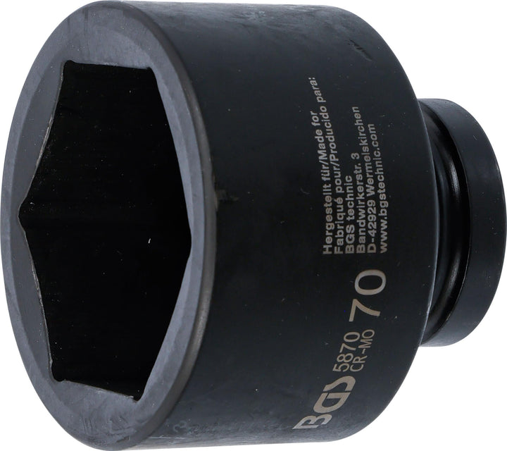 BGS 5870 | Kraft-Steckschlüssel-Einsatz Sechskant | 25 mm (1") | SW 70 mm Schlüsselweite: 70 mm, Sch