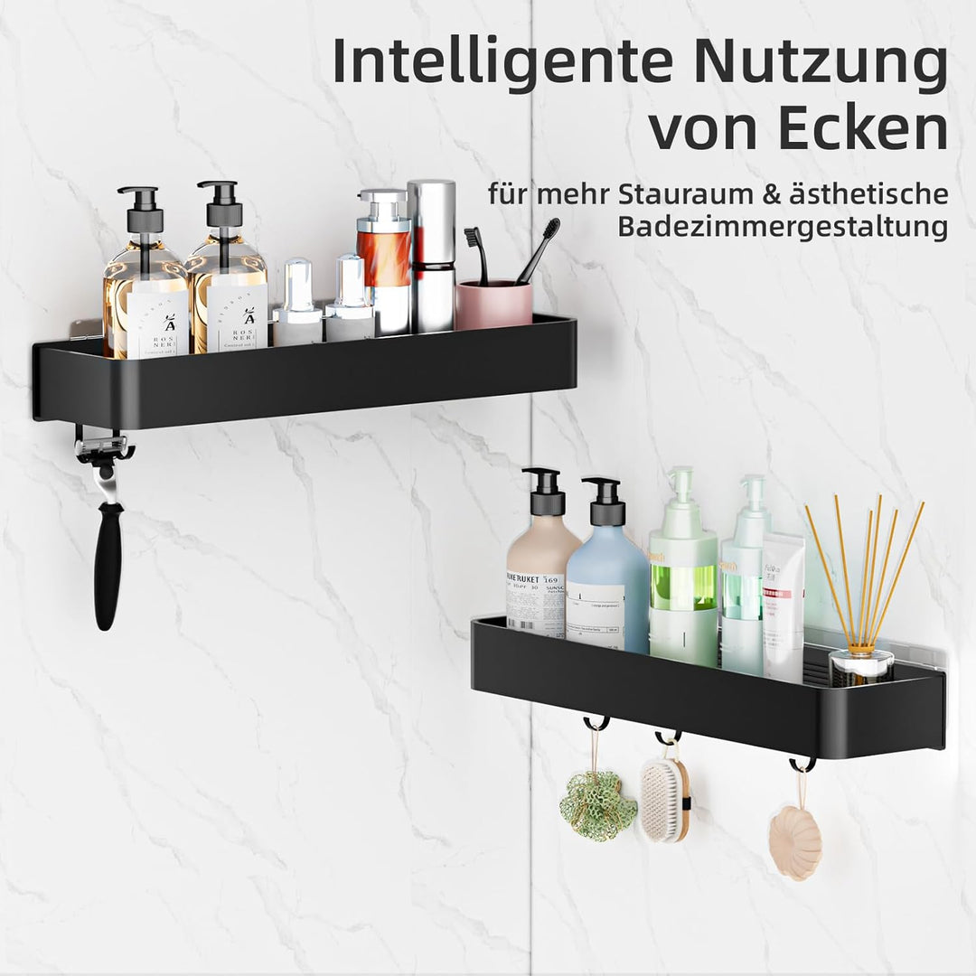 Duschablage ohne Bohren, Schnell Trocknende Duschregal mit Grosser Kapazität, Aluminium Shampoo Halt