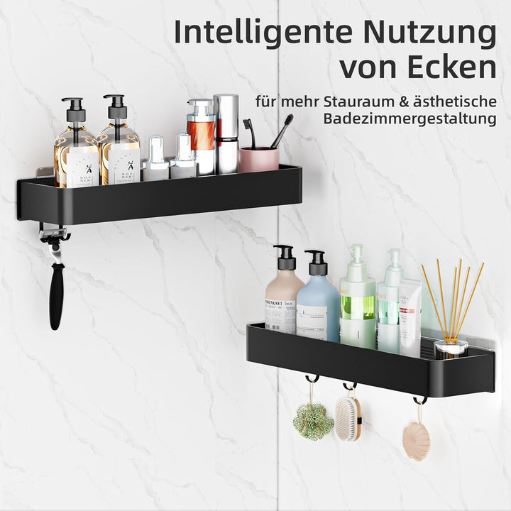 Duschablage ohne Bohren, Schnell Trocknende Duschregal mit Grosser Kapazität, Aluminium Shampoo Halt