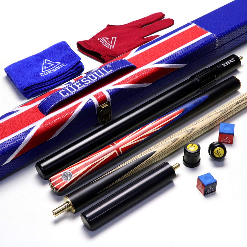 CUESOUL 57 "Handcraft 3/4 Ebenholz Snooker Queue mit Union Jack Flag Design CSSC-GQ-1, CSSC-GQ-1