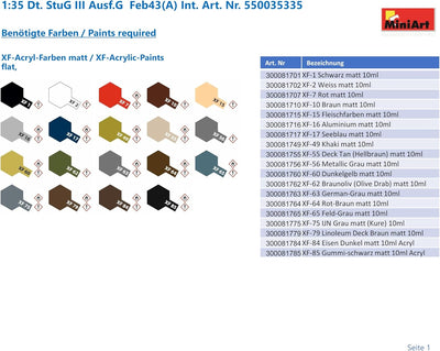 Mini Art 35335 1:35 Dt. StuG III AUSF.G Feb43(A) Int.-originalgetreue Nachbildung, Modellbau, Plasti