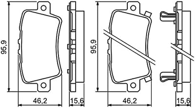 Bosch BP1121 Bremsbeläge - Hinterachse - ECE-R90 Zertifizierung - vier Bremsbeläge pro Set