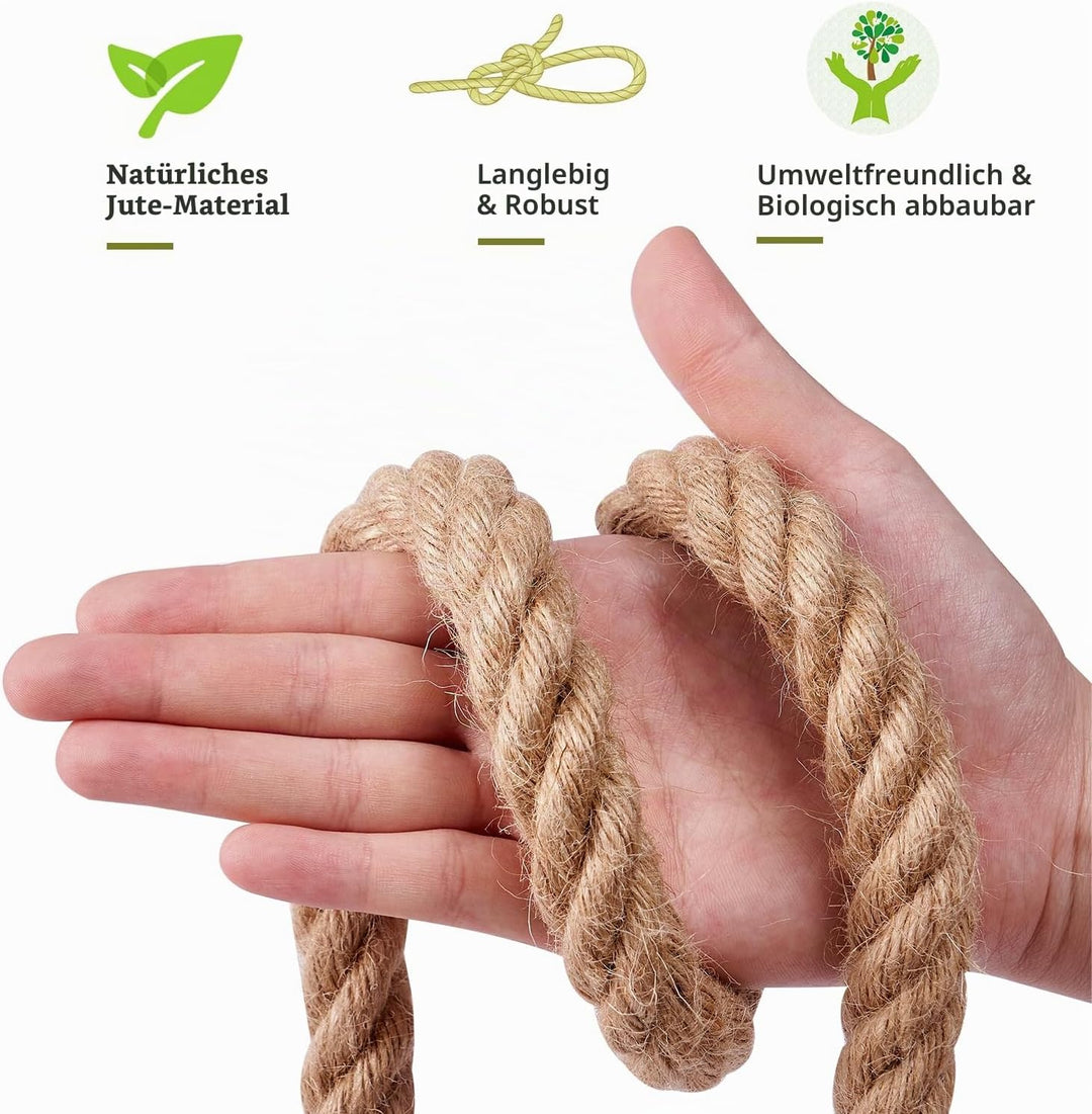 XINSHUNCAN Juteseil 20mm 10M,Natürliche Hanfseil 4-Stränge Dicke Jute Schnur Gedreht Tauwerk Tau Sei