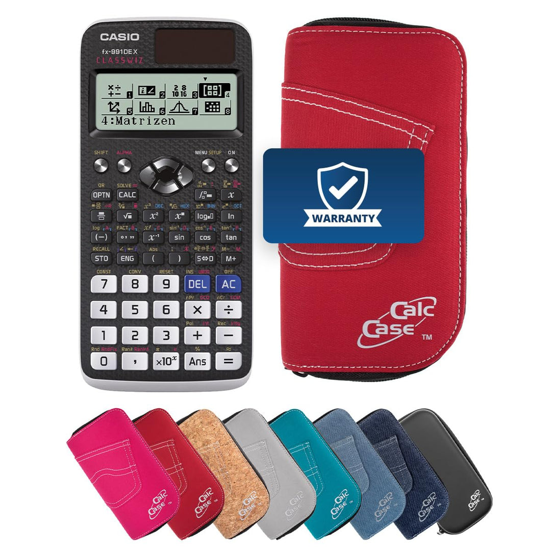 Casio FX 991DE X Schulrechner mit CalcCase Schutztasche, Wissenschaftlicher Taschenrechner – ideal f