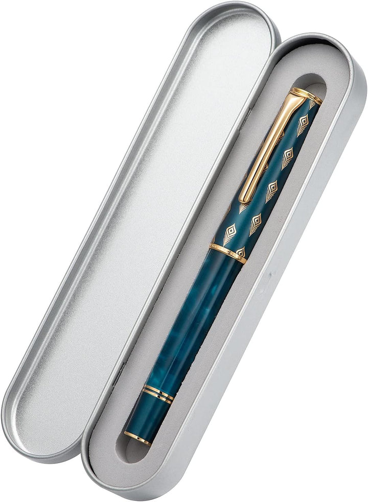 Hongdian N7 Blau Pfau Harz Kolben Füllfederhalter, Iridium Medium Feder Klassischer Stift, Glatt Sch