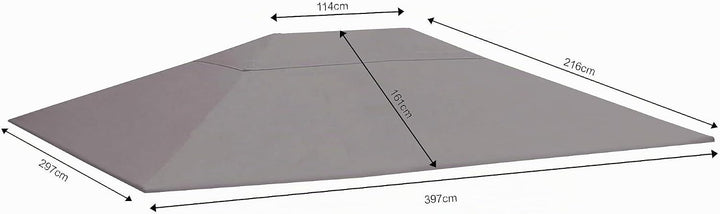 QUICK STAR Ersatzdach 250g Garten Pavillon 3x4m Grau Antik Pavillondach Ersatzbezug 4 x 3 m - 250g/m