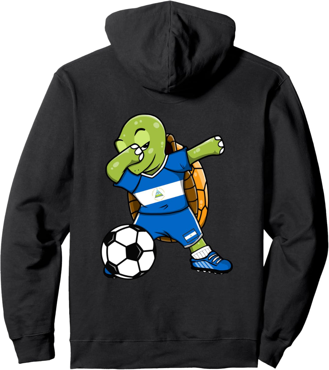 Dabbing Schildkröte Nicaragua Fussball Mannschaft Flagge Pullover Hoodie