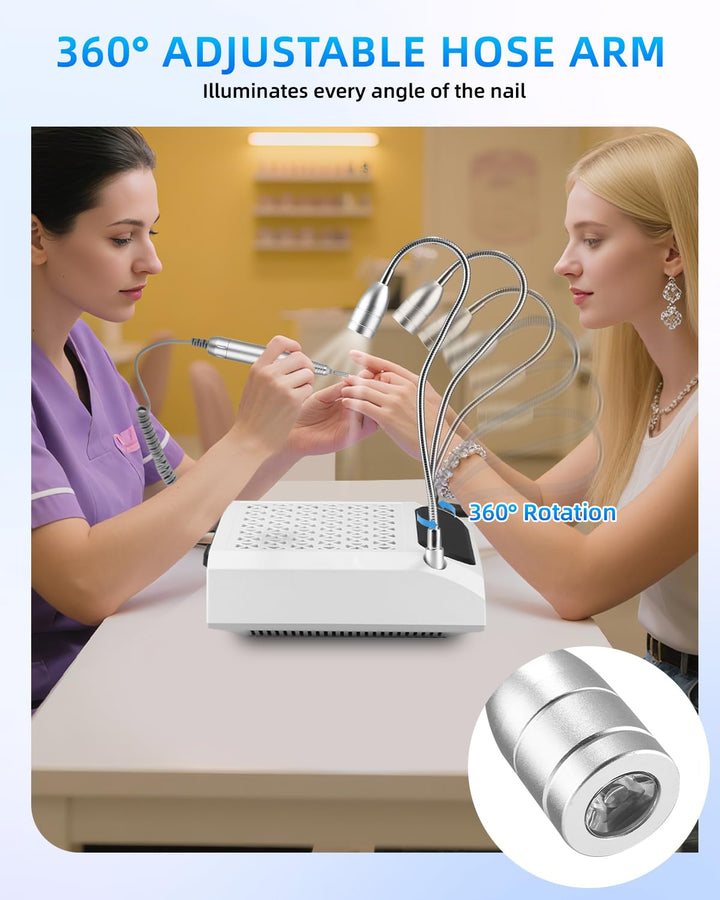 4 In 1 Nagelfräser Professionell, Nagelfräser für Gelnägel, Nagelstaubsauger mit Led, Nagel Armaufla