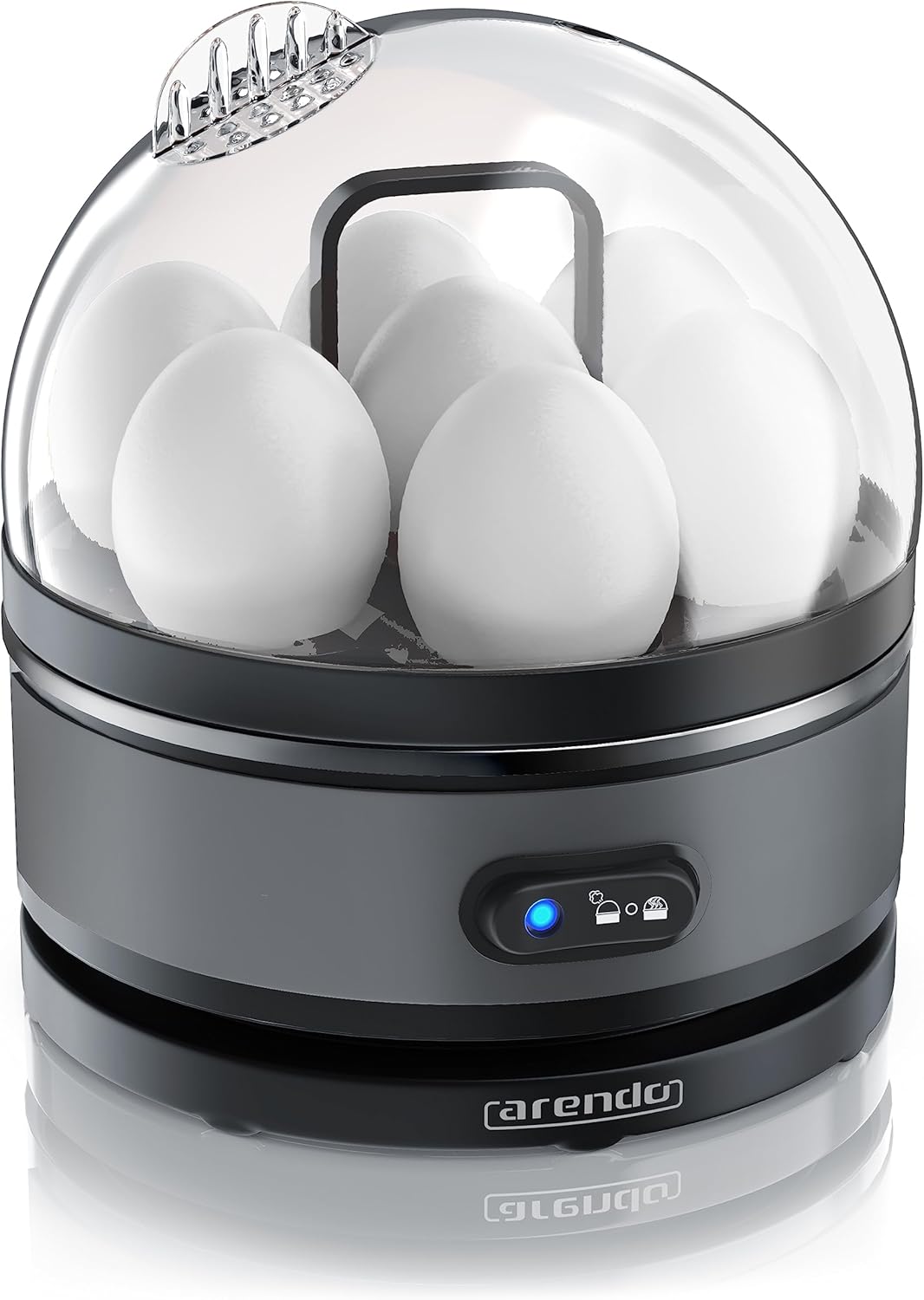 Arendo Sevencook Eierkocher 400 W – Edelstahl Design - 1-7 Eier - Egg Cooker - EIN/AUS-Schalter – 3