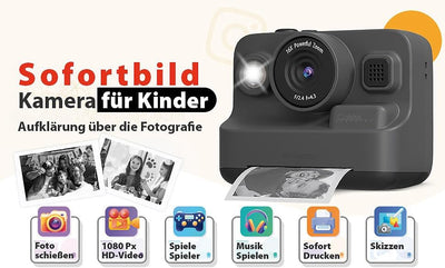 Callstel Thermodruck Kamera: Full-HD-Sofortbildkamera mit Thermodrucker, Display, Akku, 16x-Zoom (Fo