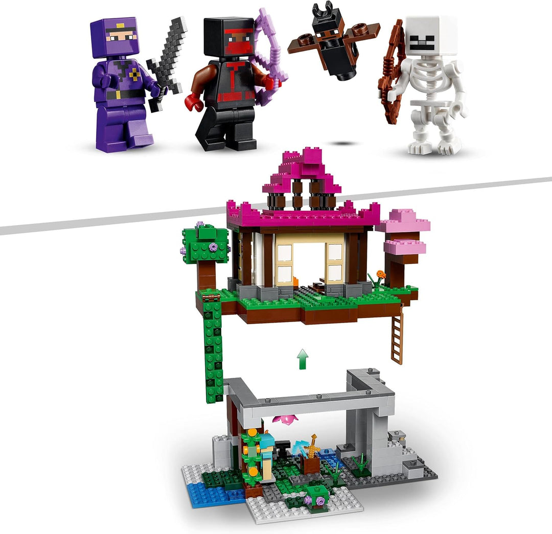 LEGO 21183 Minecraft Das Trainingsgelände, Haus und Höhle, Kinderspielzeug für Jungen und Mädchen ab