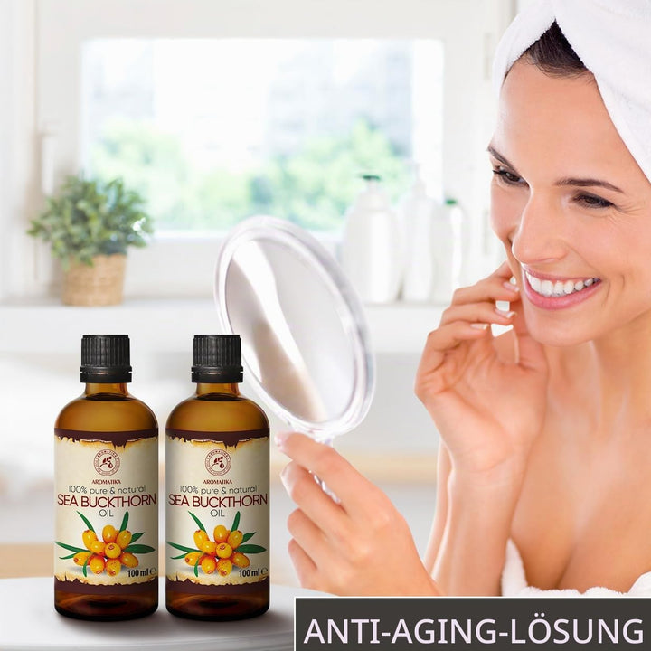 Sanddornöl 200ml - Hippophae Rhamnoides - 2x100ml - Kaltgepresst - Sanddorn Öl - Sea Buckthorn Oil -