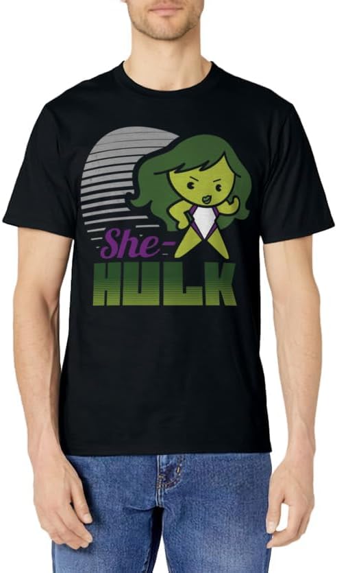 Womens Marvel She-Hulk Strong Cute Kawaii Flew Logo Graphic T-Shirt XL Olive