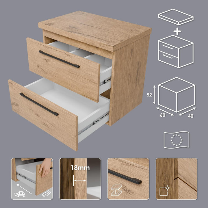paplinskimoebel - Waschbeckenunterschrank Girona Top 80 cm, Unterschrank mit Arbeitsplatte, Badschra