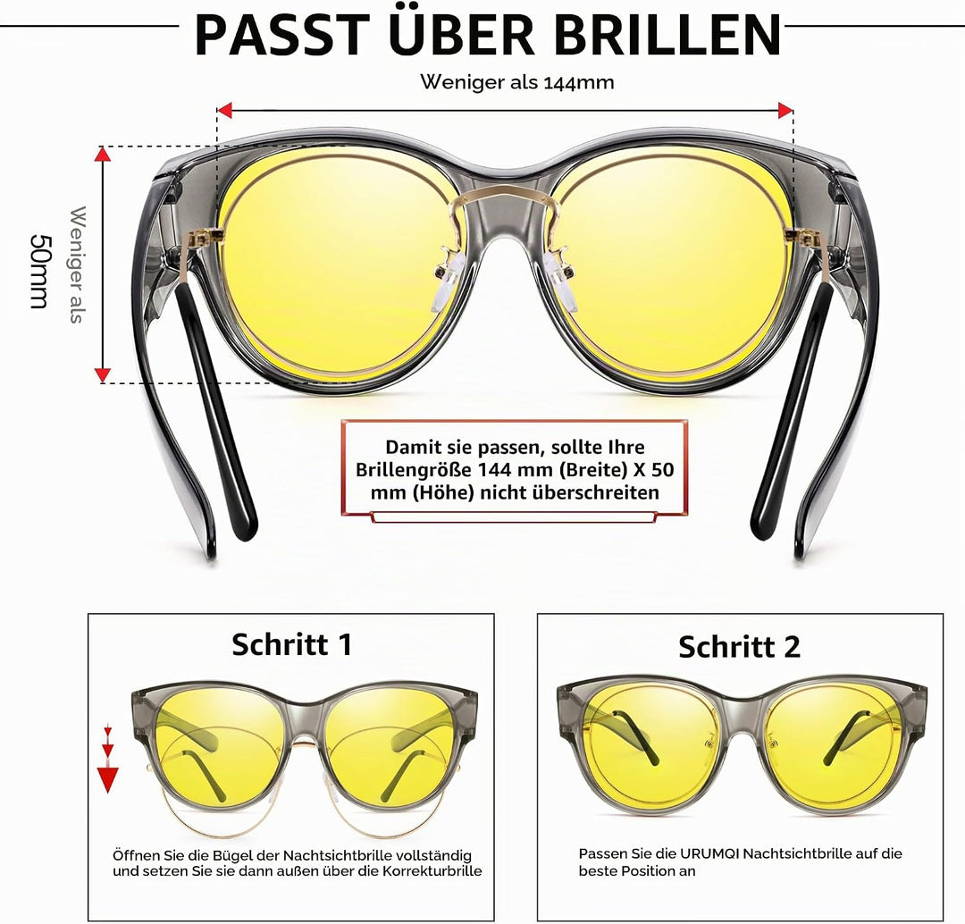 URUMQI Nachtsichtbrille für Autofahrer, Nachtfahrbrille Nachtbrille zum Autofahren Damen Herren, Aut