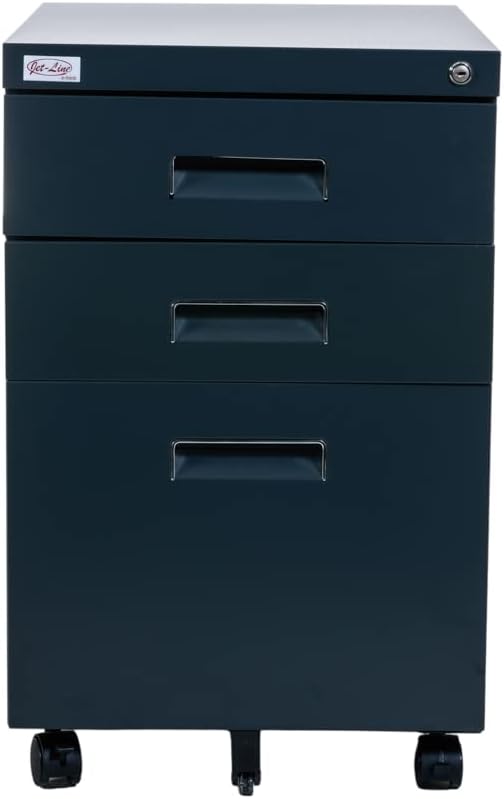 Jet-Line®| Büro Rollcontainer Metall | 3-Schubladen Hängeregister |abschliessbar | Aktenschrank | Bü