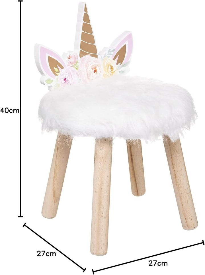 Kinderhocker Einhorn - weiss - Kunstpelz - Mehrfarbig - Atmosphera créateur d'intérieur cm Mehrfarbe