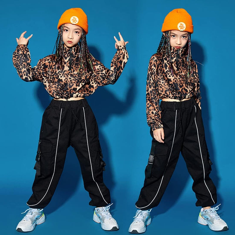 Kinder Cargo Hose Elastische Taille Jogger Hose für Jungen Mädchen Street Hip Hop Schwarzer Streifen