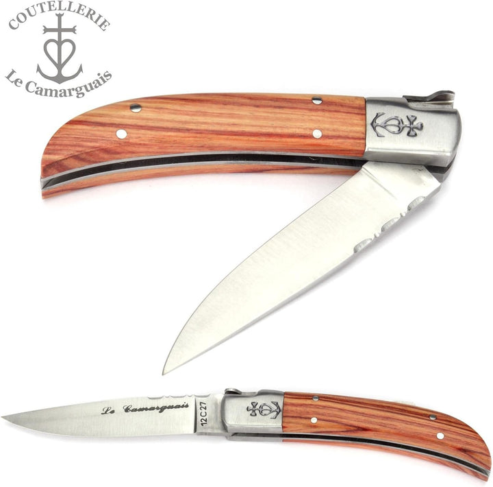 Le Camarguais 10 cm Taschenmesser 20008 - Griffschalen Rosenholz - Klinge 9 cm Stahl 12C27-1 Backe