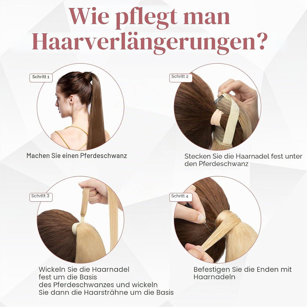 S-noilite Echthaar-Extensions aus glattem und langem natürlichem Haar – Pferdeschwanz Ponytail mit e