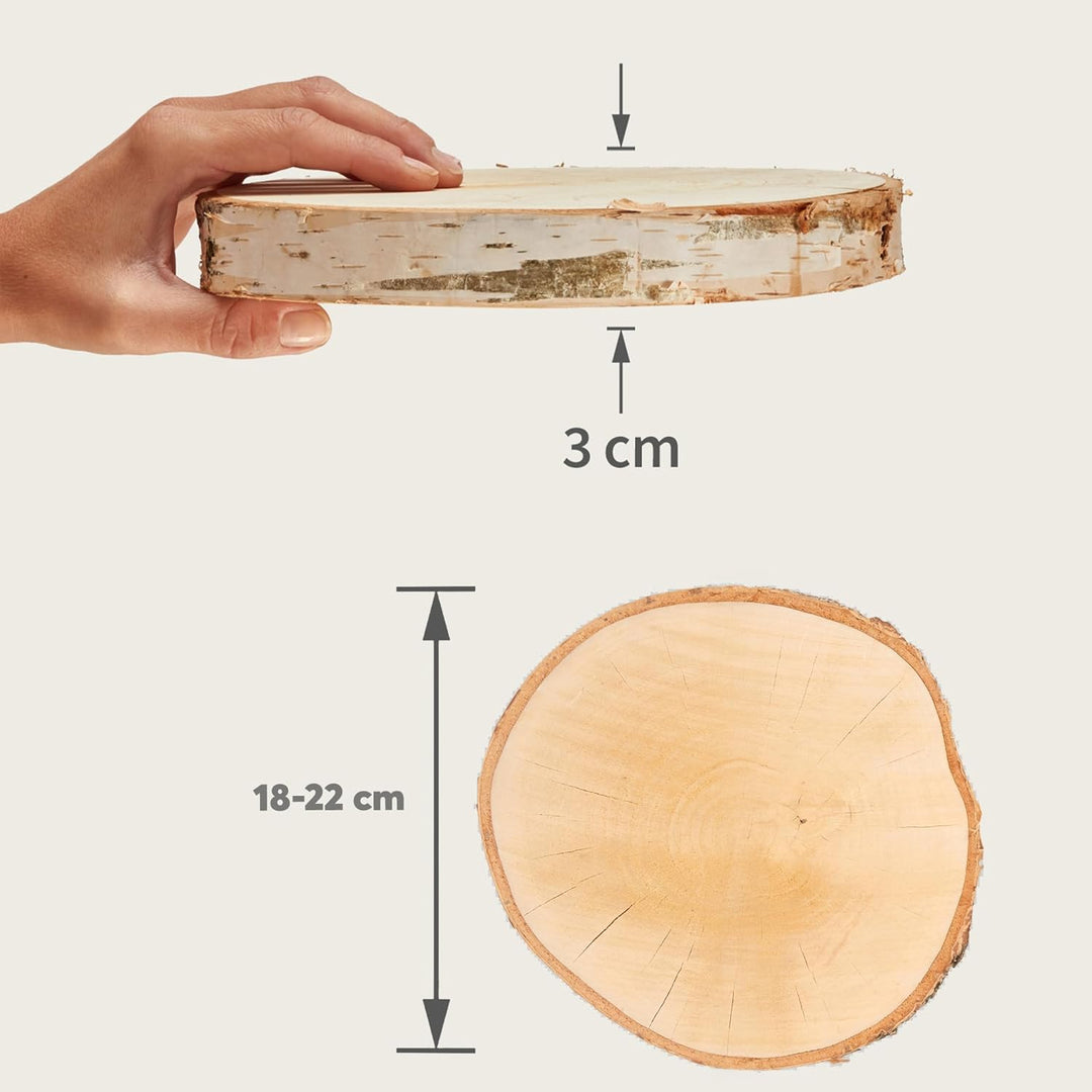 Grosse Holzscheiben in 20 cm (18-22cm) Durchmesser für DIY Basteln und Dekorieren - 3 Stück runde Bi