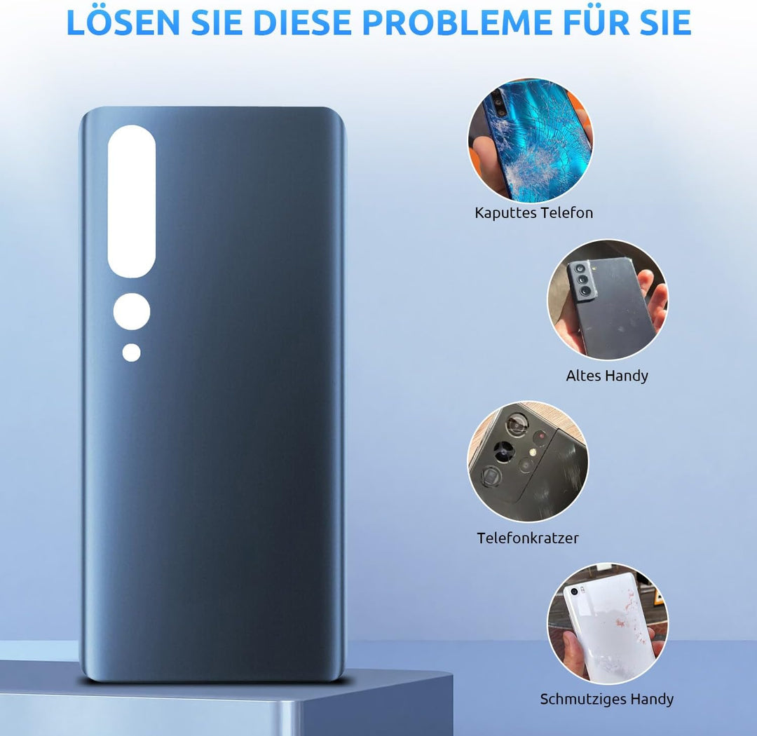 Eonpam Akkudeckel für Xiaomi Mi 10 Pro Rückseite Glas Original Backcover Back Glas Ersatz mit Repara