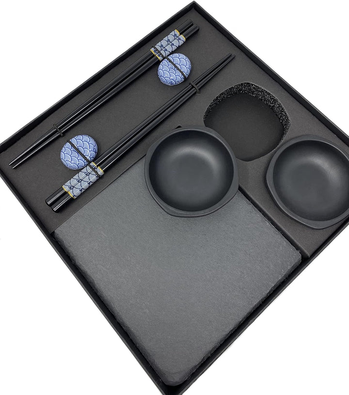 Sushi Set - Sushi Geschirr Set Schwarz 2 Personen - Sushi Servier Set - Sushi Kit - Asia Geschirr 10