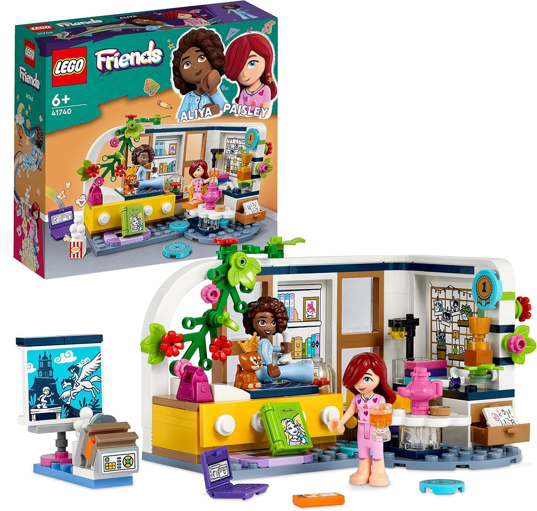 LEGO 41740 Friends Aliyas Zimmer, Spielzeug für Mädchen und Jungen, Übernachtungsparty-Set zum Samme
