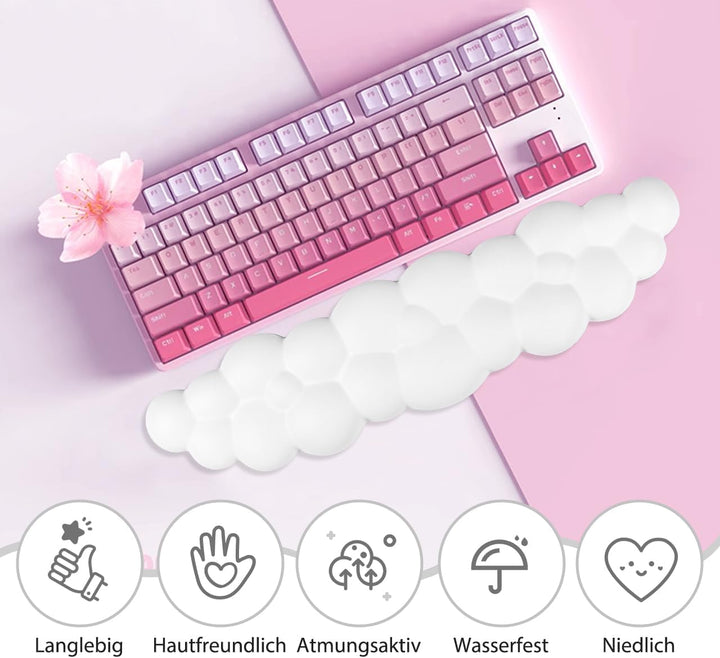 JIKIOU Cloud Handgelenkauflage Tastatur aus Leder mit rutschfester PU-Basis, bequemer Memory-Schaum