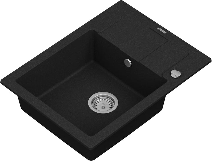 GRANMASTER Quadrato Spülbecken Küche - mit 1 Becken - Granitspüle mit Siphon Waschbecken Küche - Ein