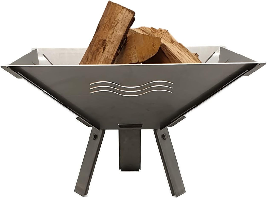 Feuerschale Fenit eine steckbare Feuerschale (Motiv Welle Edelstahl mit Fuss), Motiv Welle Edelstahl