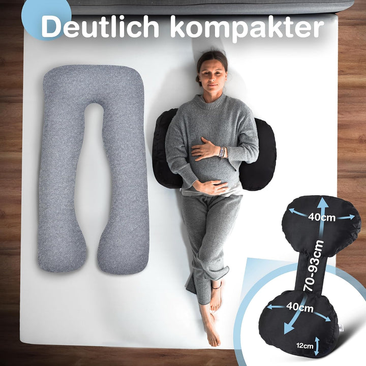 BabybeFun kompaktes Schwangerschaftskissen zum Schlafen gegen Rückenschmerzen [Extra Komfort Dank Ve