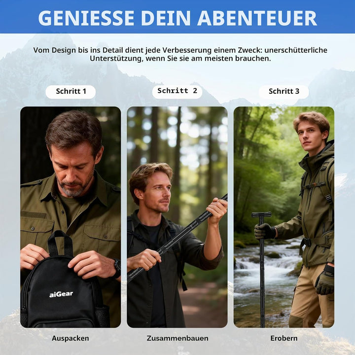 aiGear Taktischestöcke/Wanderstöcke | Upgraded Aluminium Taktische Pole Taktischer Stock | Outdoor 5