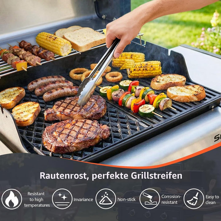 QuliMetal 44,5cm Wendbares Grillrost für Weber Spirit 300 | Gusseisen, Wendbar. Passend für Spirit 3