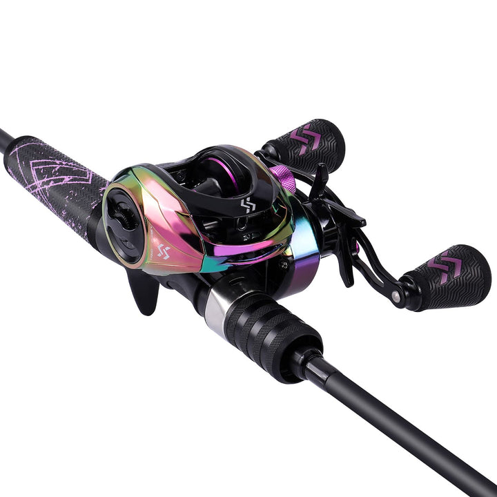 One Bass Angelrute und Angelrolle, Baitcasting-Kombination mit SuperPolymer-Griff, Schwarz 6'0"Mediu