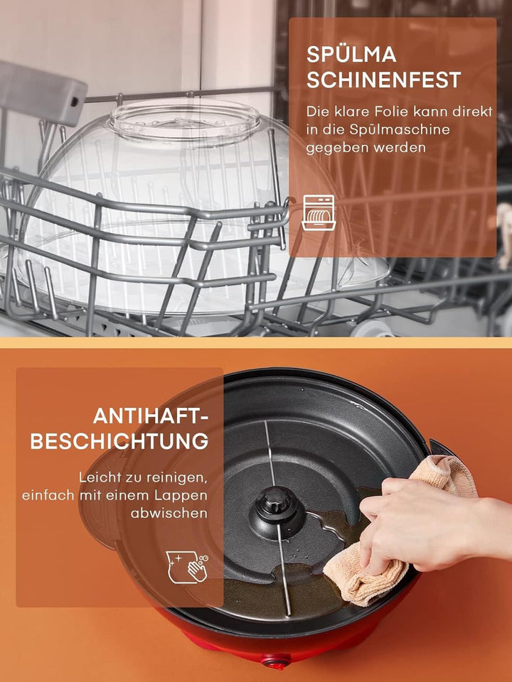 Popcornmaschine, 5.5L / 180g, HOUSNAT 800W Zuhause Popcorn Maker Machine mit Antihaftbeschichtung un