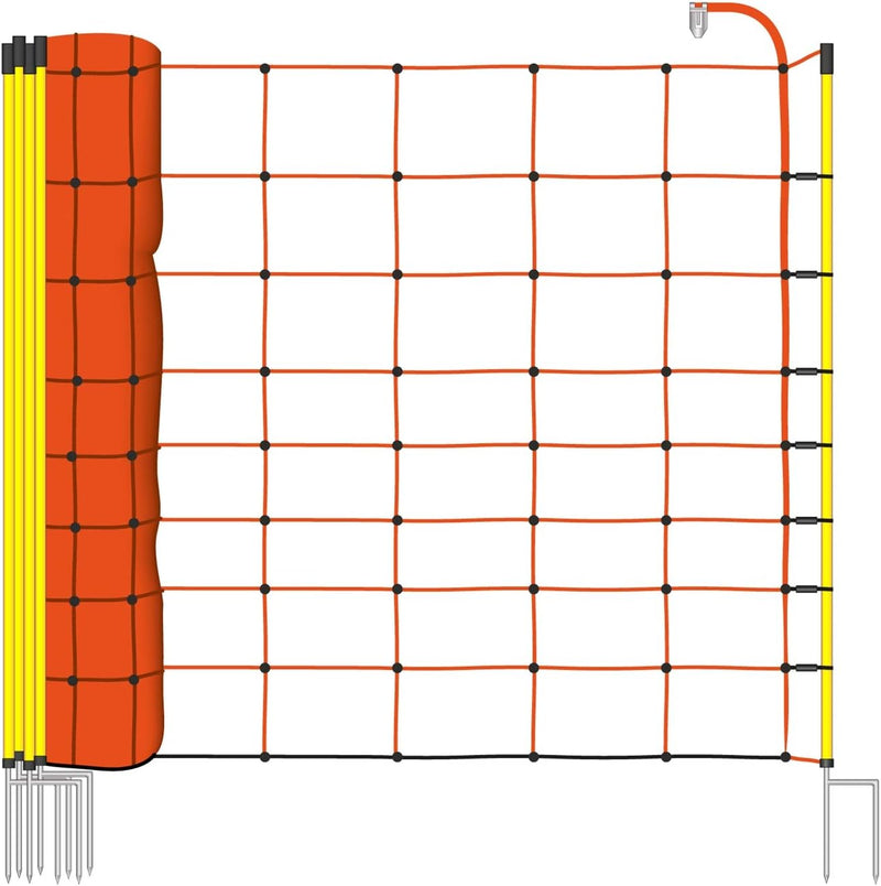 VOSS.farming Schafzaun 50 m 90 cm 14 Pfähle wahlweise 1 oder 2 Spitzen Elektrozaunnetz Schafnetz Wei