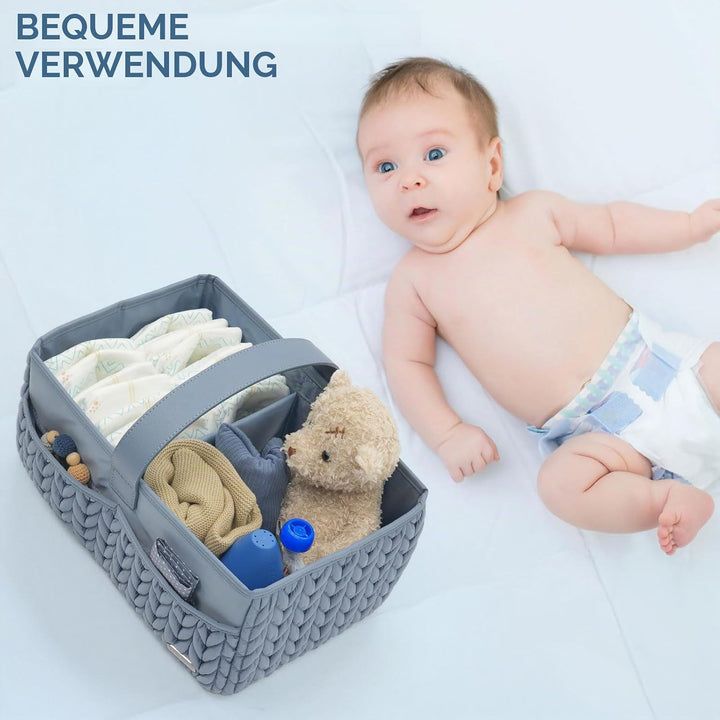 Baby-Wickelkorb, Aufbewahrungskorb für Neugeborene Jungen und Mädchen, Reisekorb für Feuchttücher, A