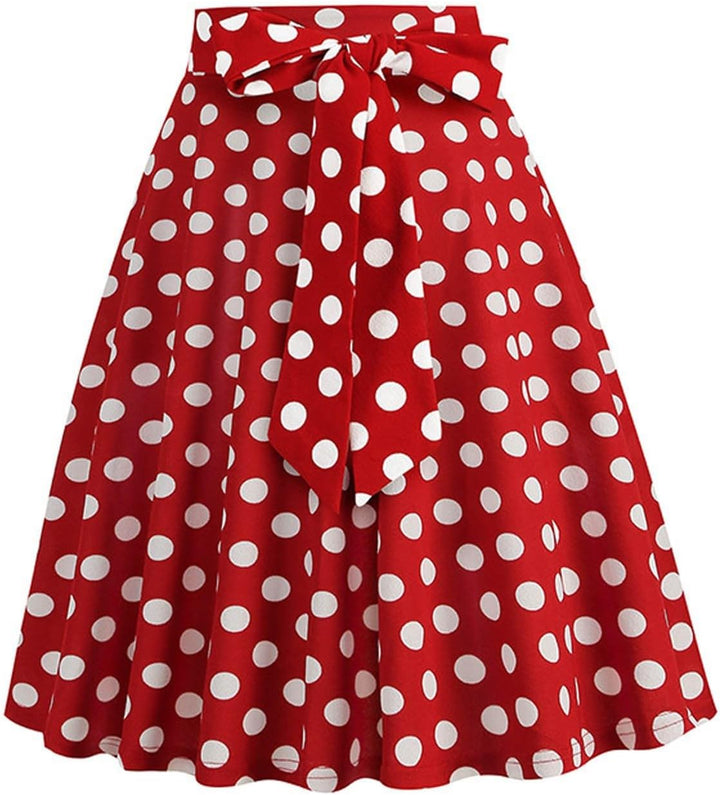 Dunkelblau Damen im französischen Retro-Stil, lässig, modisch, gepunktet, mit Gürtel Dalmatiner Kost