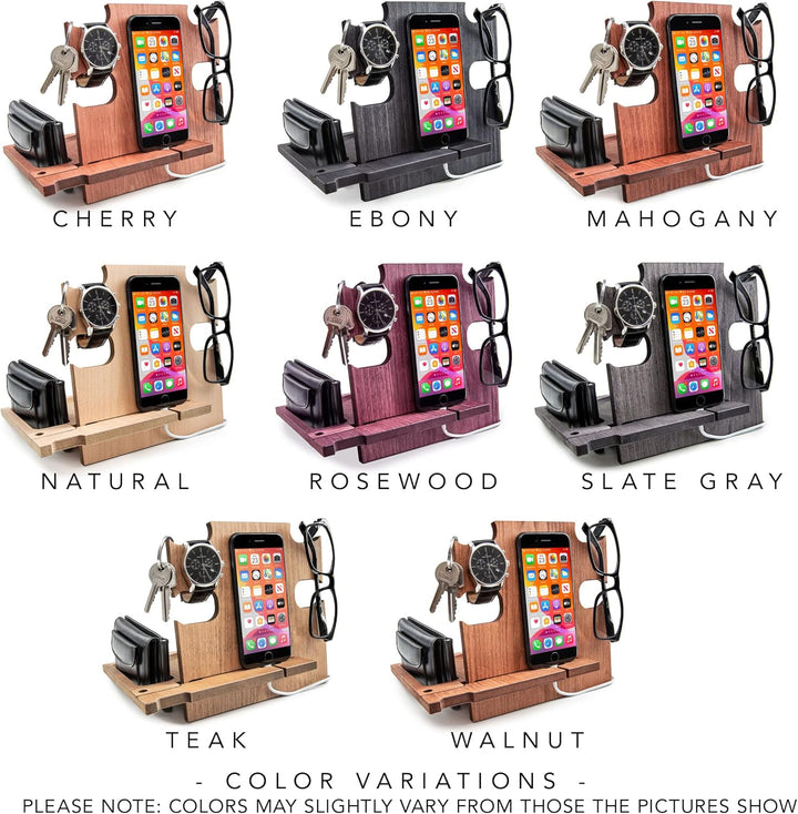 Personalisierte Dockingstation, Smartphone-Ständer - Nachttischhalter aus Holz, Geschenkidee für Män