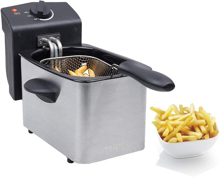 Tristar Edelstahl Fritteuse - mit 2 Liter Fassungsvermögen, Kaltzonefunktion und einstellbarem Therm