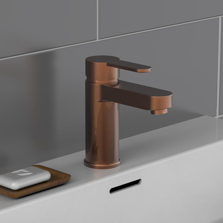 Waschtischarmatur ELEPHANT, Badarmatur, Einhebelmischer mit Ablaufgarnitur, Kupfer, Kupfer