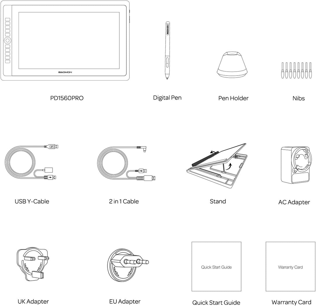 GAOMON PD156PRO 15,6 Zoll laminiertes Grafik-Display mit Full-HD-Display (1.920 x 1.080), Batterielo