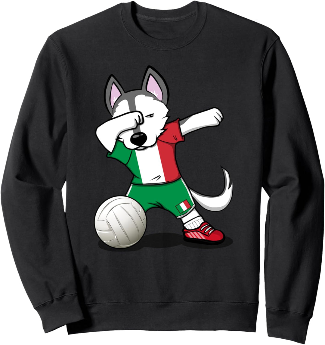 Dabbing Husky Hund Italien Volleyball - Italienische Flagge Sweatshirt